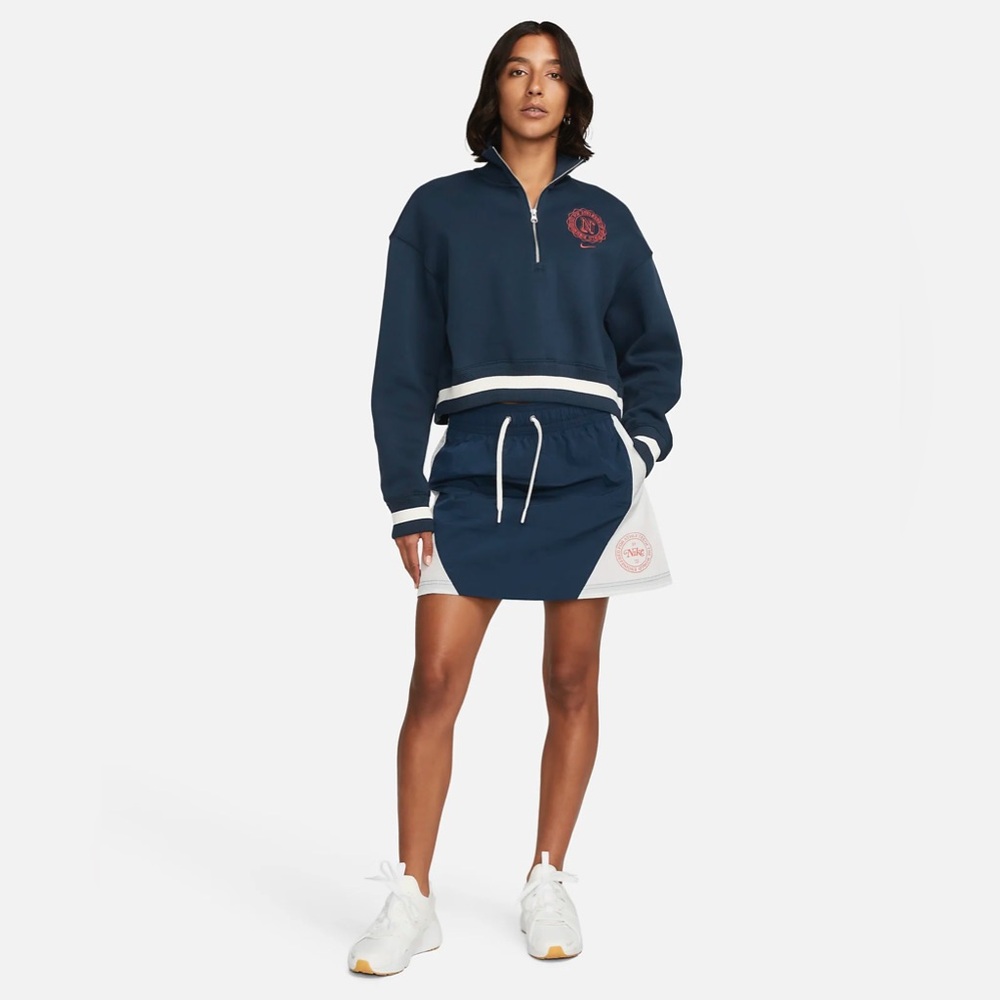 Nike Sportswear Heritage High-Waisted Woven Mini Skirt |‎ Navy White
